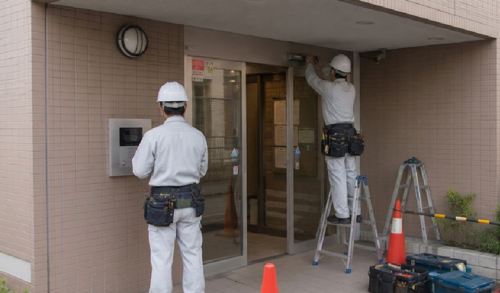 エントランス オートロックドア修繕工事